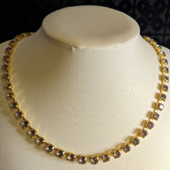 Genuine Mystic Topaz 1 Carat in 14K Gold Plated Necklace - Picture 6 of 8